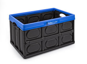 GREENMADE InstaCrate Collapsible and Stackable Storage Crate, 12 Gallon, Black and Blue (MADE IN USA)